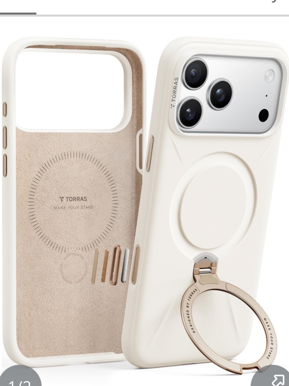 iPhone 17 Pro Silicone 360 Stand Case - IVORY